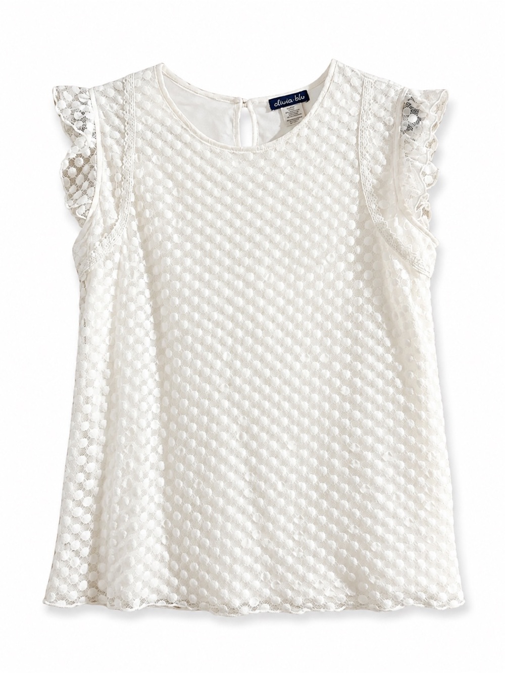 Olivia Blu White Lace Dot Sleeve Camisole